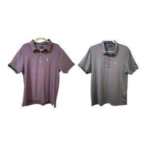 Two William Murray Golf Murray Classic Polos In Mottled Charcoal Gray & Purple L